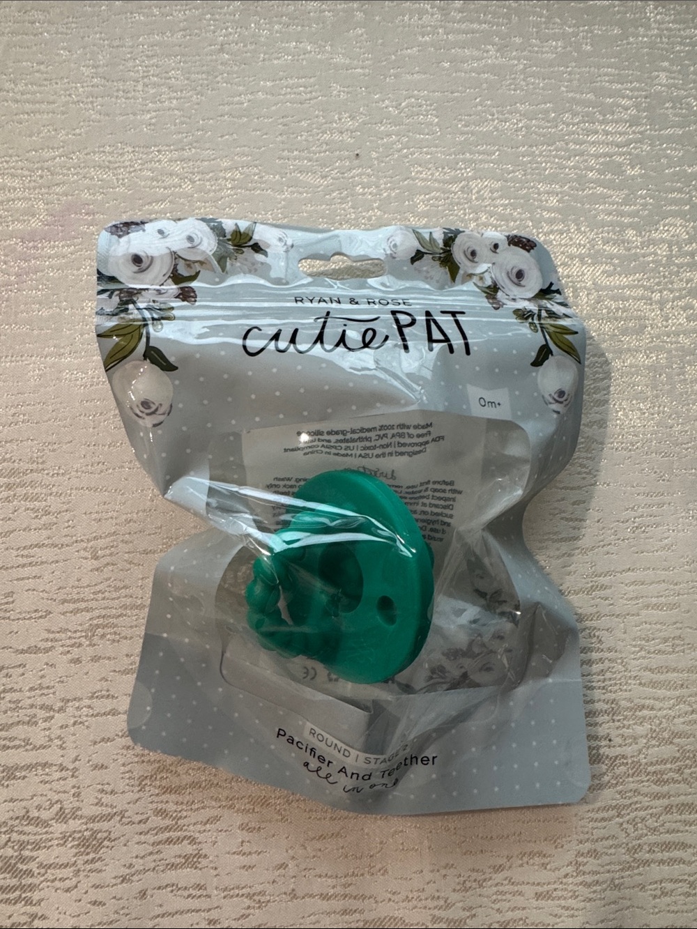 Ryan & Rose Cutie Pat Teal Pacifier